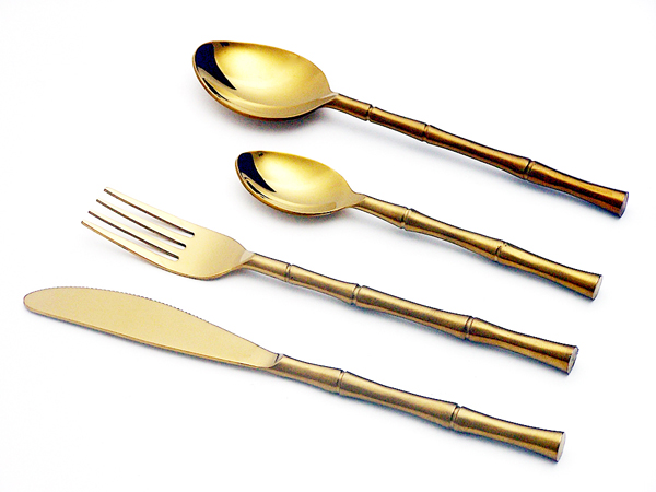 Cutlery Set Gold Bamboo