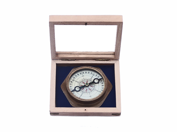 Hexa Paper Weight Compass With Wooden Box